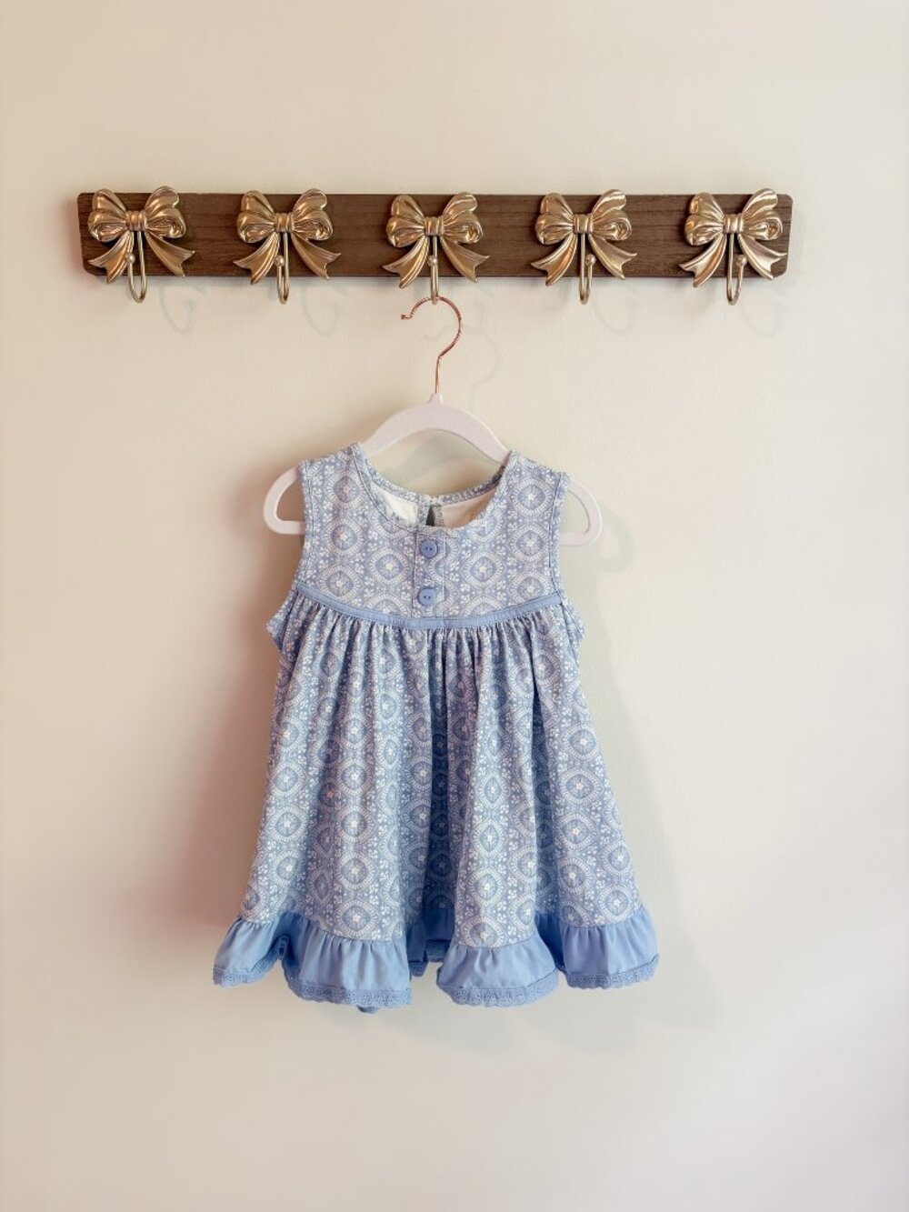Charming Mary Girls' Size 5 Blue Sleeveless Top with Ruffle Hem